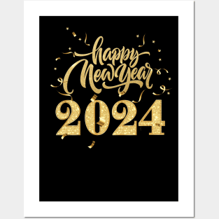 Happy New Year 2024 Confetti New Years Eve Posters and Art